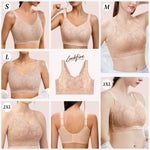 Luckfire Womens Comfortable Minimizer V Neck Bras No Underwire,Lace Thin Padded Full Coverage Anti-Sagging & Side Support Nude