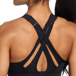 Yvette Sports Bra High Impact Adjustable Criss Cross Back, Full Support for Large Bust No Bounce,Black,XL