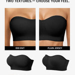 Vertvie Strapless Bra Wireless Non-Slip Push Up Bandeau Bras for Women Full Support Tube Tops Padded Bralette S-Large Breasts(Black,Medium)