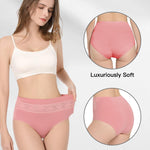 HAVVIS Women's Briefs Underwear Cotton High Waist Tummy Control Panties Rose Jacquard Ladies Panty Multipack (Brief 06-5 Pack - Assorted Colors, X-Large)