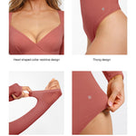 Popilush Long Sleeve Bodysuit for Women Shapewear Bodysuit Tummy Control V Neck Shirt Going Out Tops