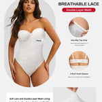 Nebility Strapless Shapewear for Women - Thong Bodysuit Tummy Control Lace Corset Tops Underwire with Removable Strap
