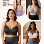 FeelinGirl Wireless Bra for Women with Supportive | Fixed Padded, No Wire, Comfortable Bralettes, Wide Band, Racerback with Lift, Soft Ribbed Texture, Older Women/Home/Out