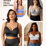 FeelinGirl Wireless Supportive Push Up Bras for Women No Underwire Bralette Comfortable Seamless Tshirt Low Back Bra with Padded for Everyday Black M