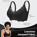 Gailife Scalloped Jelly Bras for Women No Underwire Wireless Seamless Push Up Bralettes Soft Comfort Everyday Tshirt Bra -L/Pure Black (Jacquard-Free)
