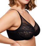 HSIA Minimizer Bras for Women Enchante Full Coverage Underwire Bras Plus Size Lifting Floral Lace Bra for Heavy Breast Black