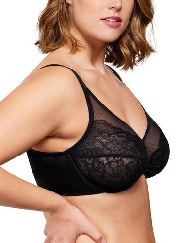 HSIA Minimizer Bras for Women Enchante Full Coverage Underwire Bras Plus Size Lifting Floral Lace Bra for Heavy Breast Black