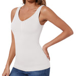 JOYSHAPER Women Tummy Control Shapewear Tank Tops V Neck Seamless Compression Camisole Slimming Body Shaper Cami White M