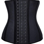 YIANNA Women's Breathable Latex Waist Training Corset Fat Burning Workout Waist Trainer Hourglass Body Shaper, YA11533-Black-XL