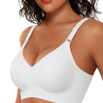 Gailife Women's Jelly Wireless Push Up Bras - Full Coverage Seamless T-Shirt Bra with Comfortable No Underwire Support, White, L