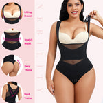 Nebility Thong Shapewear Bodysuit for Women Tummy Control Body Shaper Faja Seamless Waist Trainer Corset Stomach Girdles(XX-Large,Black Thong)
