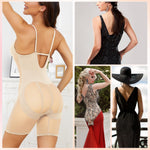 Slimers Body Shaper for Women Tummy Control U Plunge Backless Full Body Shapewear Mid Thigh Mesh strapless Bodysuit Top