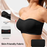 OEAK Supportive Strapless Bras for Women Push Up Wireless Bandeau Bra Non Slip Seamless Bras Comfortable Padded Bralette Black S