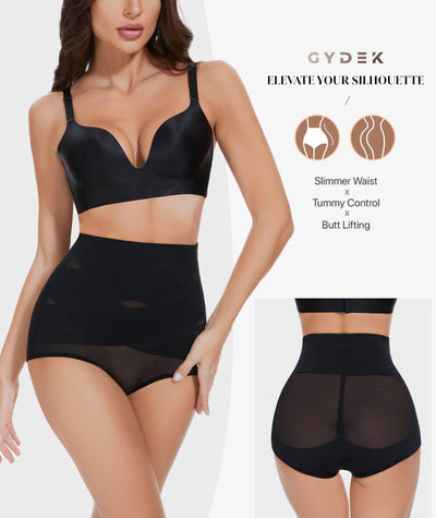 GYDEK Tummy Control Shapewear Panties for Women High Waisted Body Shaper Underwear Girdle Panty Seamless Shapewear Black