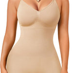 Irisnaya Women's Slimming Bodysuits Shapewear Tummy Control Body Shaper | Wire-free camisole bodysuit has no boning. Adjustable spaghetti straps and crotch access simplify daily wear under dresses.