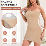 MISS MOLY Strapless Shapewear Dress Slip for Women Built in Bra Seamless Full Slip under Dress Tummy Control Body Shaper Tube Dress Smoother with Removable Pads Nude Small