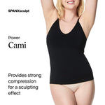 SPANXsculpt Power Series Cami - Camisole Shapewear for Women - Adjustable Straps - V Neck - Soft, Seamless Cami - Very Black - X Large