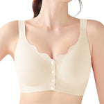 Gailife Jelly Front Closure Bras for Women Wireless No Underwire Comfort Convenient Seamless Supportive Mastectomy Bralettes, White, L