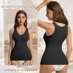 ONEW Compression Tank Tops for Women Shapewear Tummy Control Seamless Body shaper Deep V Neck Cami Shaper,Black,Small