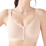 Gailife Jelly Front Closure Bras for Women Wireless No Underwire Comfort Convenient Seamless Supportive Mastectomy Bralettes, Skin, L