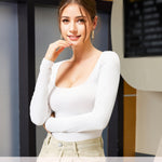 CYDREAM Long Sleeve Bodysuits for Women - Square Neck Shapewear Bodysuit Tops Going Out Body Suits Shirt Leotard (White, Small)