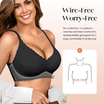 Wireless Seamless Bras for Women with Support - No Wire Push Up Womens Bra - No Underwire Padded Comfort Bralettes Breast Lift for Back Fat - Coverage Comfortable Bralette Wirefree 3 Pack(3P1,L)