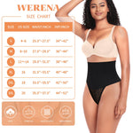 Werena Tummy Control Thong Shapewear for Women Mid High Waisted Body Shaper Underwear Lace Shaping Thong Girdle Panties(#A1 Mid Rise Black,Medium)