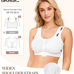 BRABIC Surgical Bra Front Closure - Comfort Compression Mastectomy Bras for Women Post Surgery with Full Coverage (White,Large)