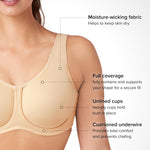 Wacoal Sport Underwire Bra 855170 Natural Nude 38D