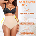 Werena Tummy Control Thong Shapewear for Women High Waist Shaping Underwear Seamless Shaper Panties(B# Beige (No Wire), Small)