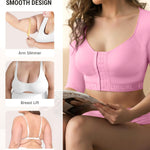 FeelinGirl Upper Arm Shaper Post Surgery Arm Compression Sleeve Women Posture Corrector Tops Shapewear Pink M