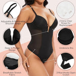 SHAPERIN Women's Deep V Neck Backless Body Shaper Bra Faja Plunge Low Back Thong Shapewear Tummy Control Bodysuit