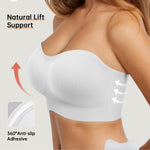 OEAK Strapless Bras for Women Wireless Bandeau Bra Non Slip Push Up Tube Top Seamless Bras Comfortable Padded Bralette White XXL
