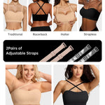 Vertvie Strapless Bra Wireless Non-Slip Push Up Bandeau Bras for Women Full Support Tube Tops Padded Bralette S-Large Breasts(Nude,Large)