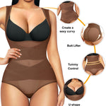 REYEOGO Shapewear Bodysuit for Women Tummy Control Butt Lifter Panty Hi-Waist Trainer Stomach Body Shaper Slimming Girdles (Brown, Large)