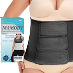 MAMODY Postpartum Belly Band abdominal Binder for Natural Delivery & C-Section, Adjustable Compression Wrap, Abdominal Support Belt (Black, Large)