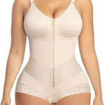 YIANNA V-Shaped Fajas Colombianas Moldeadoras Postpartum Shapewear Tummy Control for Women Waist Shaping Girdles Body Shaper Post Surgery Compression Garment, YA7511-Beige-M