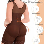YIANNA Fajas Colombianas Shapewear for Women Tummy Control Full Body Shaper Butt Lifter with Zipper Crotch,YA7275-Brown-M