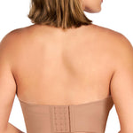 HSIA Strapless Bras for Women, Longline Corset for Large Bust Plus Size Supportive Bustier Minimizer Convertible Bandeau, Dark Beige 34DD