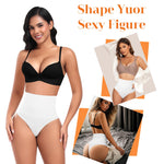Werena Tummy Control Thong Shapewear for Women High Waisted Body Shaper Shaping Thong Girdle Novelty Hipster Panties(01# Mid Waisted White(slimmming),XX-Large)