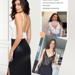 Popilush Lace Body Suits Women Tummy Control Shapewear Bodysuit Deep V Neck Backless Corset Tops Thong Body Shaper