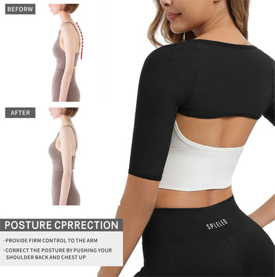 Dokelovy Women's Sauna Arm Slimming Sleeves, Sweat Compression Upper Arm Shaper Bands, Posture Support Workout Gear Daily Use