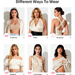 OEAK Supportive Strapless Bras for Women Push Up Wireless Bandeau Bra Non Slip Seamless Bras Comfortable Padded Bralette Sand M
