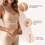 Isavela Womens 2nd Stage Body Suit with Bra Mid Thigh Length with NO Zippers (BB04) (XL, Beige)