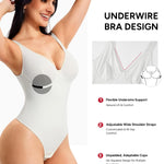 Nebility Shapewear Bodysuits for Women Tummy Control Body Shaper Deep V Neck Thong Body Suits (White,3X-Large)