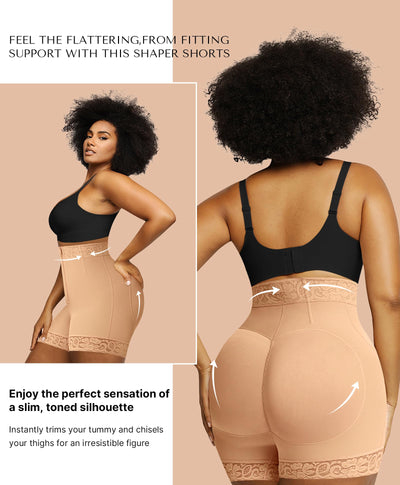 SHAPELLX Shapewear Tummy Control Fajas Colombianas Moldeadoras Butt Lifting Shapewear Shorts For Women (Beige,XX-large)