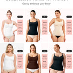 LODAY Compression Tank Tops Women Shapewear Tummy Control Body Shaper Scoop Neck Camisole Tops(White,Medium)