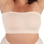 SHAPERMINT Strapless Bra, Wireless Non-Slip Bandeau, Convertible Straps, Molded Strapless Bras for Women S to Large Breasts Beige