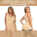 JOYSHAPER Shapewear Camisoles with Built in Bra Tummy Control Shapewear Tank Tops for Women Padded Bras Shaper Cami Black+Nude 2XL
