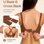 Gailife Deep V Jelly Bras for Women No Underwire Wireless Seamless Push Up Bra Comfort Support Plunge Bralette Full Coverage -BR,L Brown